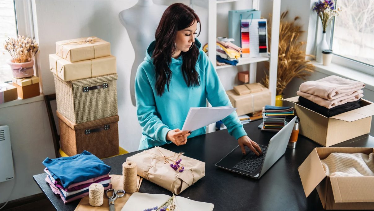 a woman working on a ecommerce brand